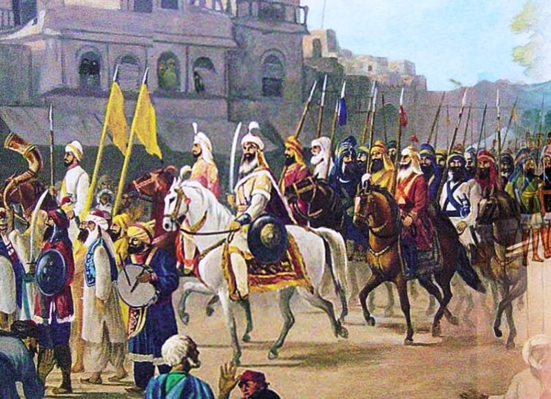 Hari Singh Nalwa leading his army into Jamrud, by Jarnail Singh, early 20th century