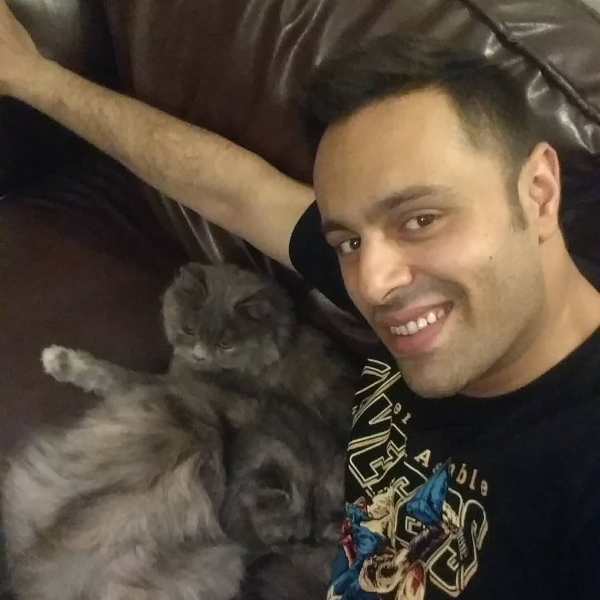 Harsh Tuli with his cat