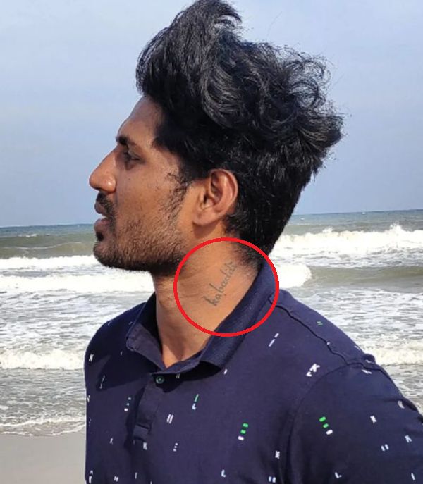 K Prapanjan's tattoos on his neck