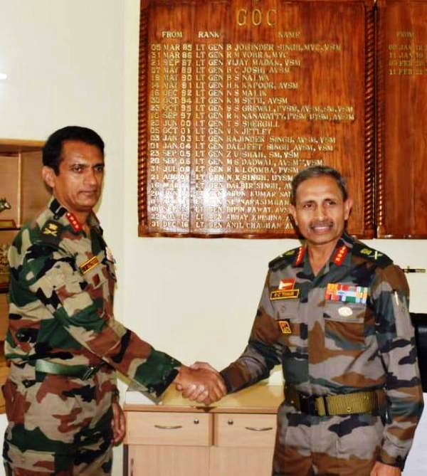 Lt Gen R. C. Tiwari taking over as the GOC of the Spear Corps from Lt Gen J. P. Mathew in March 2022