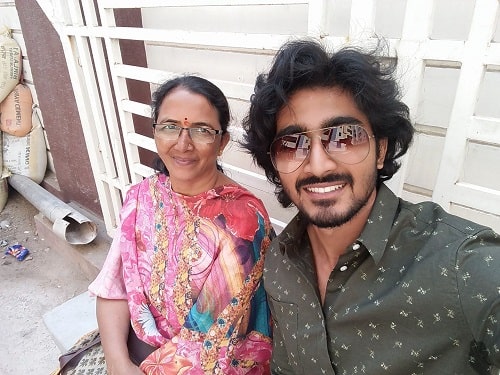 Maganti Srinath and his mother