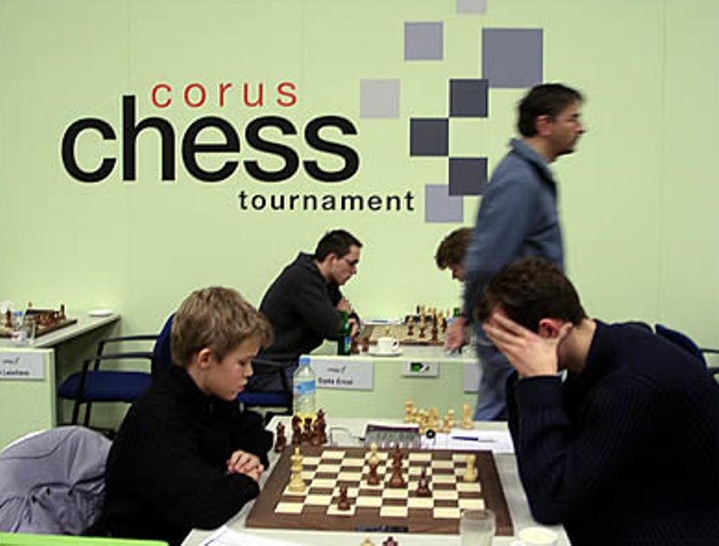Magnus Carlsen at the Corus chess tournament in Wijk aan Zee in 2004