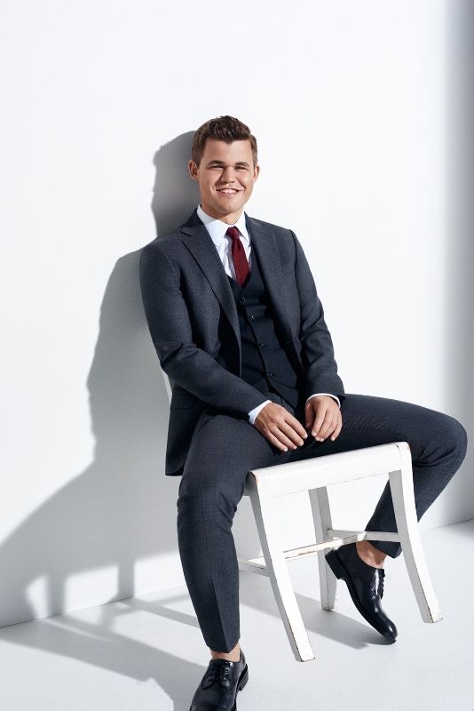 Magnus Carlsen posing for a photo shoot