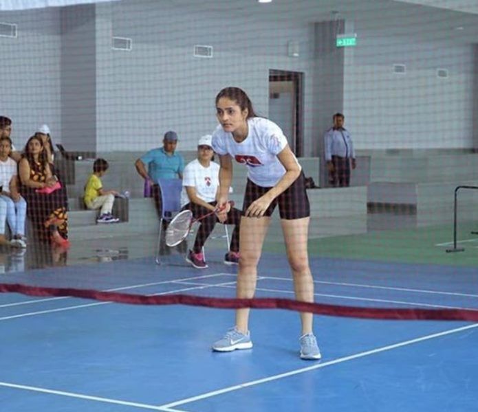 Mansi Taxak while playing badminton