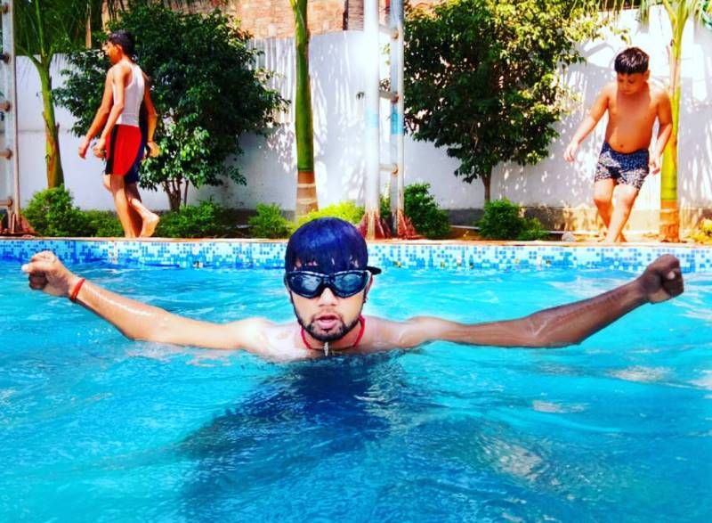 Neelkamal Singh while swimming