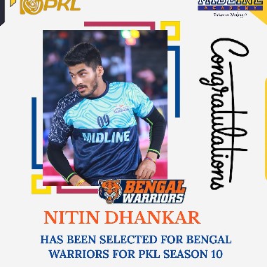 Nitin Kumar on the poster of the Bengal Warriors team