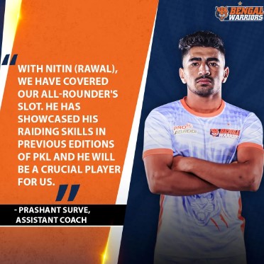 Nitin Rawal on the poster of the Bengal Warriors team of the Pro Kabaddi League (2023)