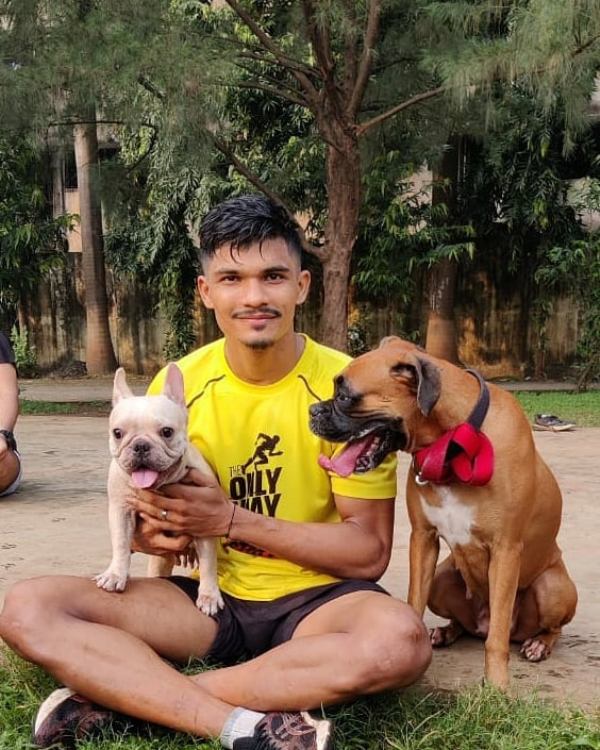 Pankaj Mohite with his dogs