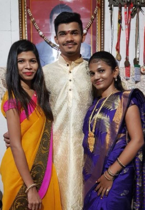 Pankaj Mohite with his sisters