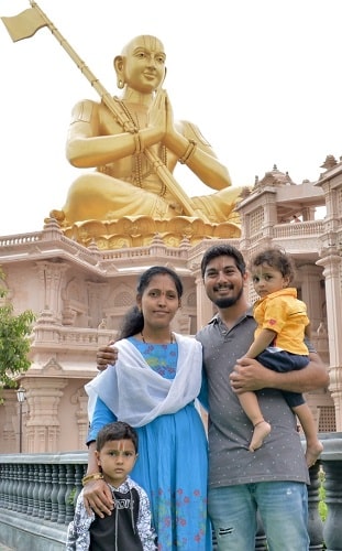 Parameshwar Hivrale with his wife and children