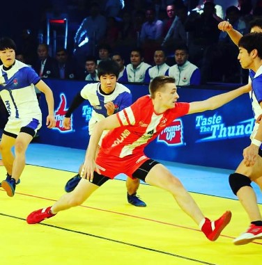Piotr Pamulak while playing a match during the Kabaddi World Cup in 2016