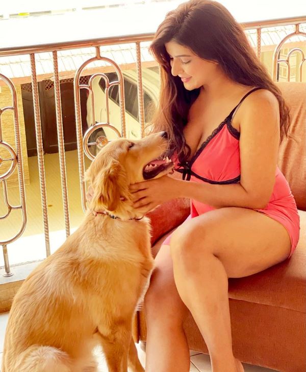 Priya Singh with her pet dog