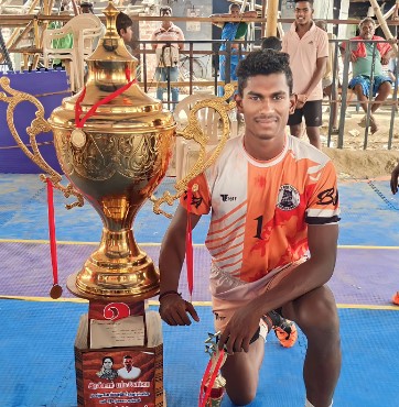 R Guhan posing during the Chinnappampatti Salem Kabaddi championships