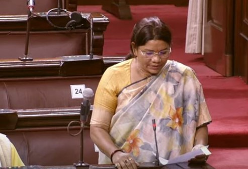 Renuka Singh during a Rajya Sabha session