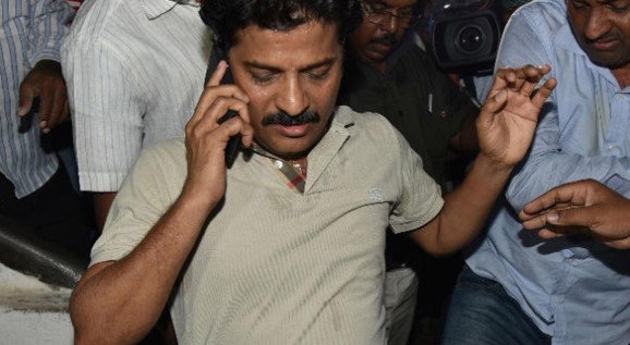 Revanth Reddy being taken away by the police following his arrest on 31 May 2015