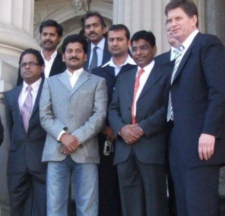 Revanth Reddy with Rao, Ted Baillieu, Nitin Gupta, Vamsi, Babu Akula, and others at the Victorian Parliament