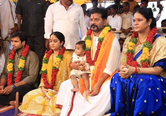 Revanth Reddy with his family