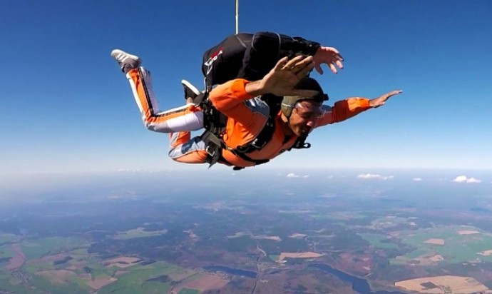 Rohan Gurbaxani during skydiving