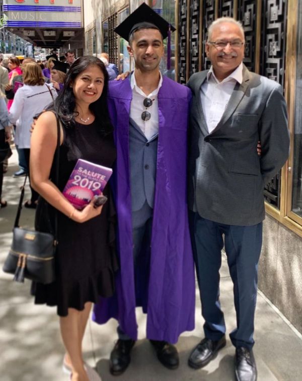 Rohan Gurbaxani with his parents on his convocation day
