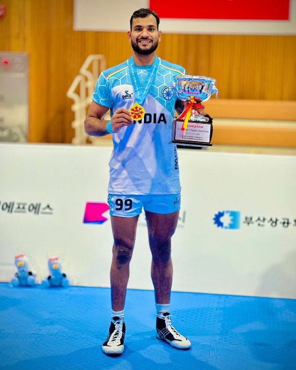 Sachin Tanwar at the Asian Kabaddi Championship in Busan, South Korea