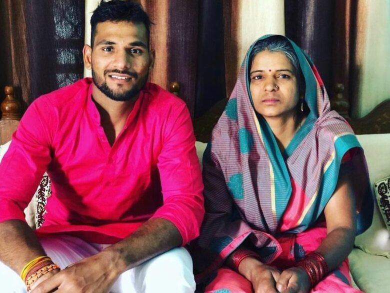 Sachin Tanwar with his mother
