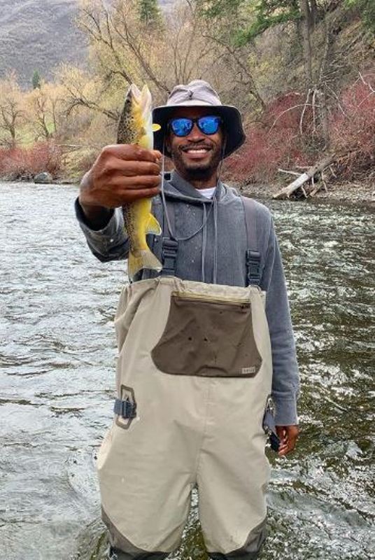 Salehe Bembury fishing at Sundance Utah