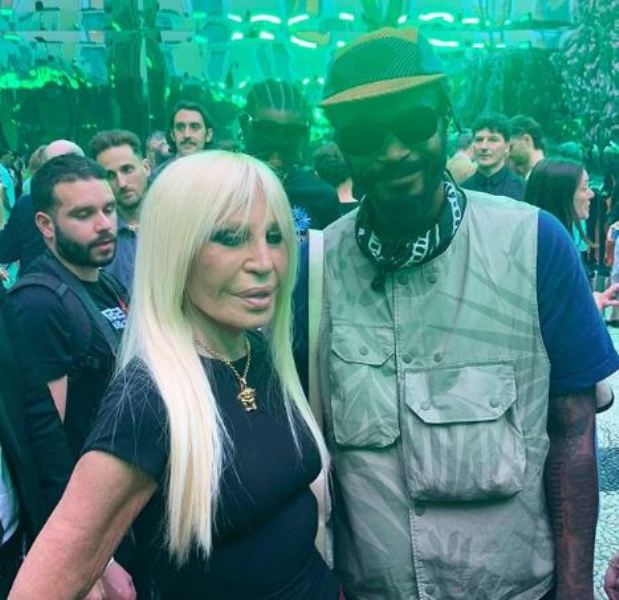 Salehe Bembury with Donatella Versace, the vice president and artistic director of Versace