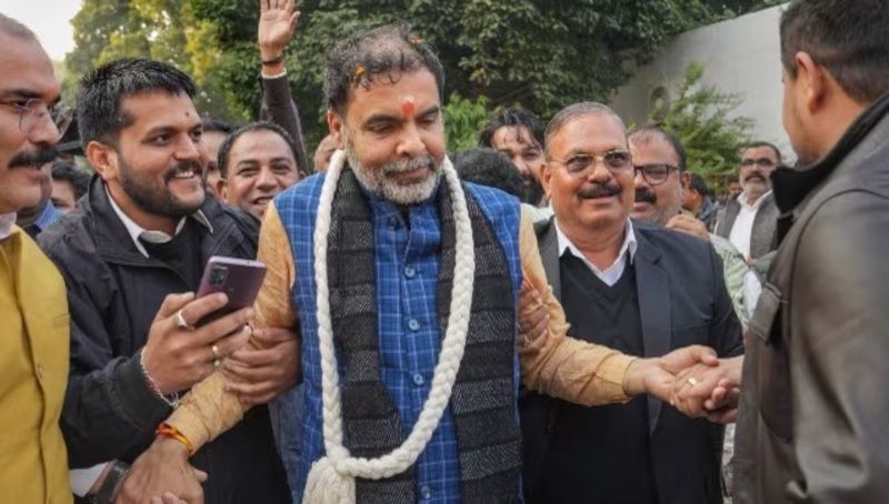 Sanjay Singh after getting elected as the WFI president