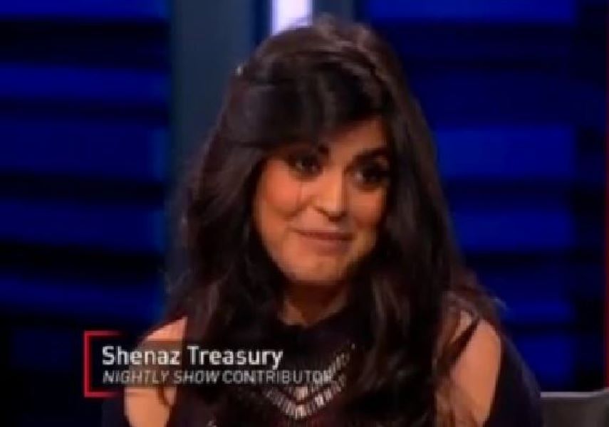Shenaz Treasury in a still from The Nightly Show with Larry Wilmore