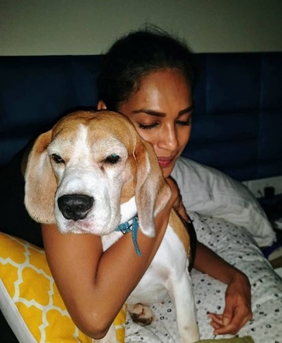 Shruti Menon with a dog