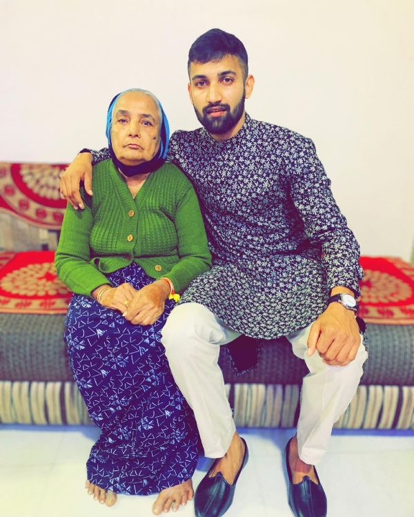 Shubham Dubey with his grandmother