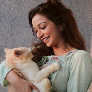 Sunayana with her pet cat Mowgli