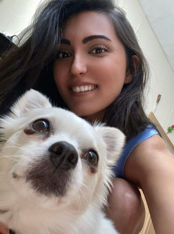 Tannaz Davoodi with her dog