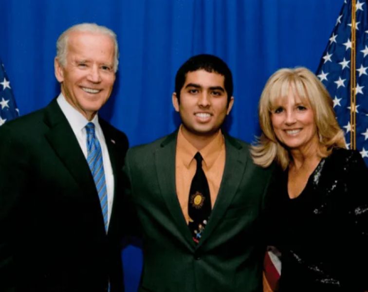 Taral Patel (centre) with President Joseph Biden
