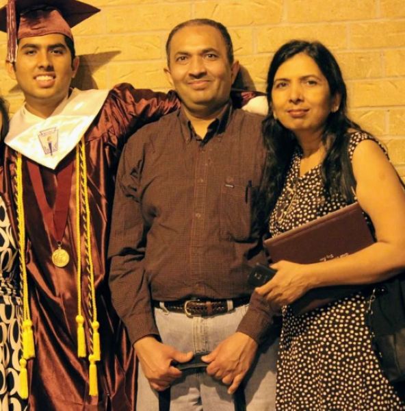 Taral Patel with his parents