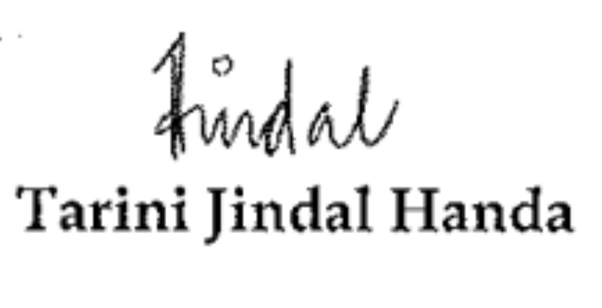 Tarini Jindal Handa's signature