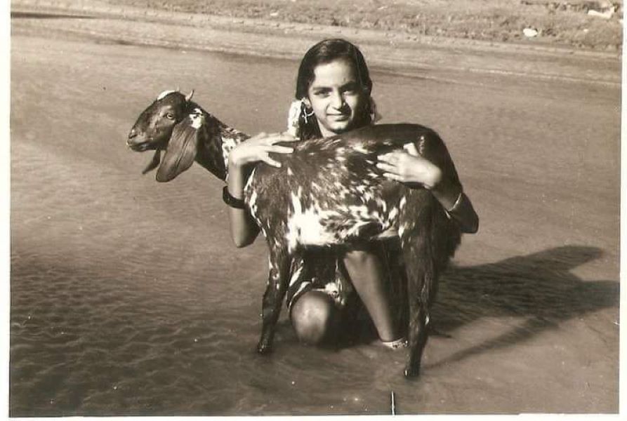 Upasana Singh with a goat