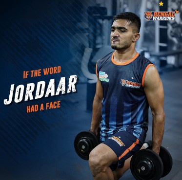 Vaibhav Garje on the poster of the Bengal Warrior team