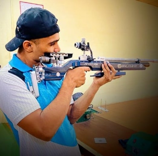 Vaibhav Garje while practicing shooting