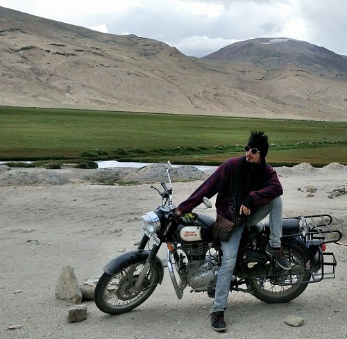 Vivek Sharma with his motorcycle