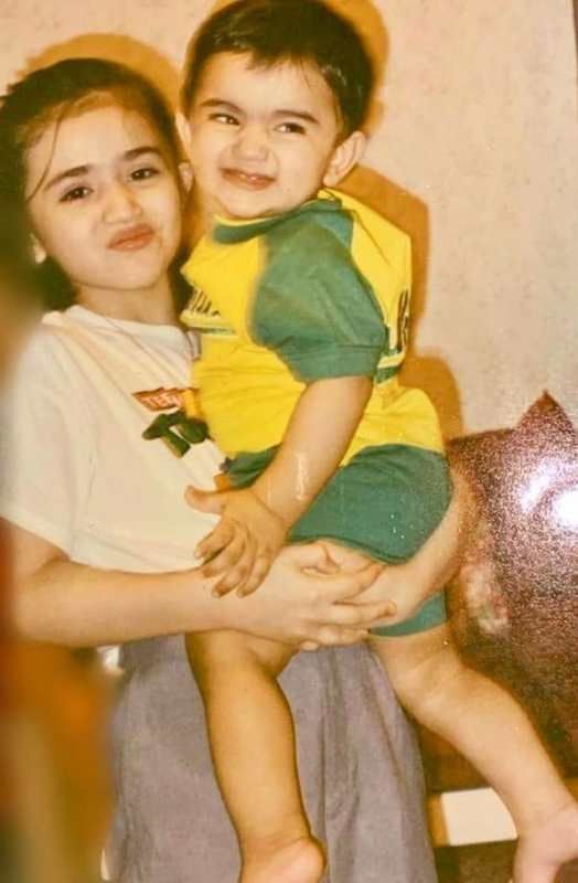 A childhood photograph of Abdullah Javed with his sister Sana Javed