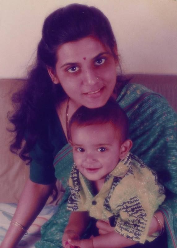 A childhood photograph of Kashyap Barbhaya with his mother