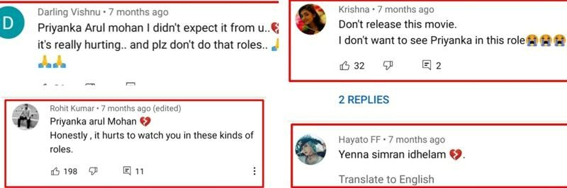 A collage of responses of Priyanka Mohan's fans on the trailer of the film 'Tik Tok' (2023)