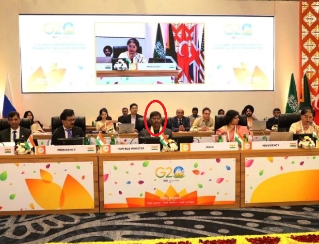 A photo of Arjun Munda taken while he was participating in the working group of the G20