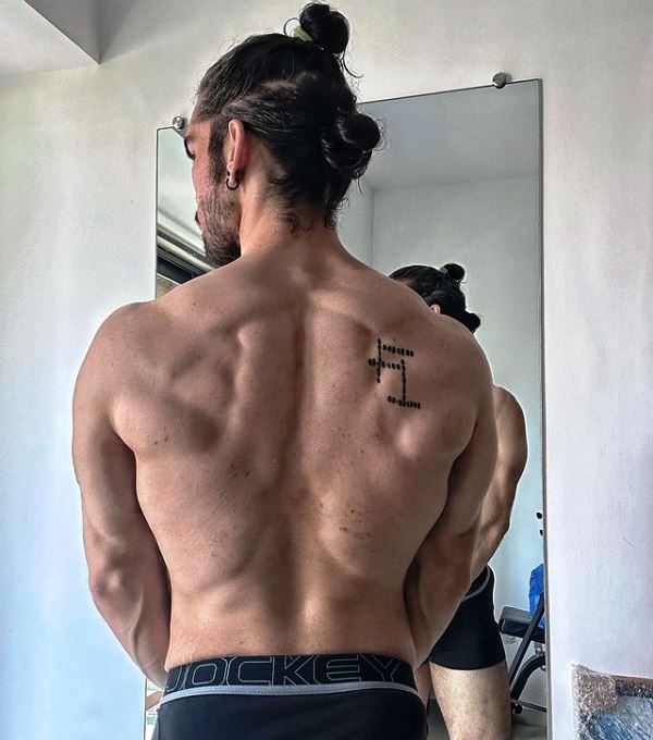 A picture featuring Rishabh Sawhney's back tattoo