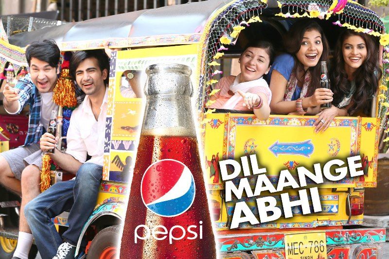 Abdullah Javed (second from left) on a print advertisement for Pepsi