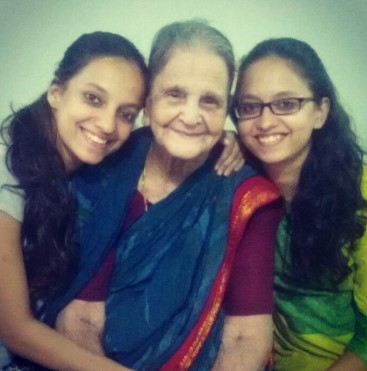 Anuradha Iyengar with her sister and grandmother