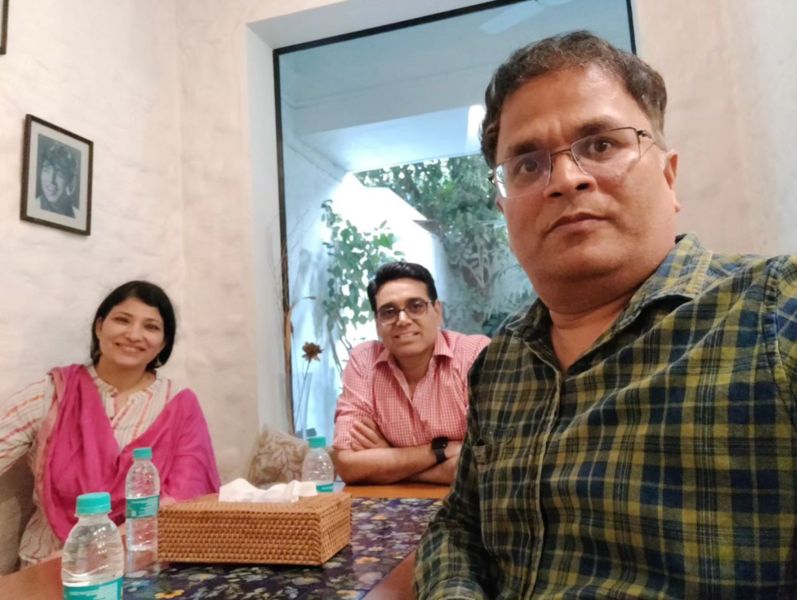 Anurag Pathak (extreme right) with Manoj Sharma and Shraddha