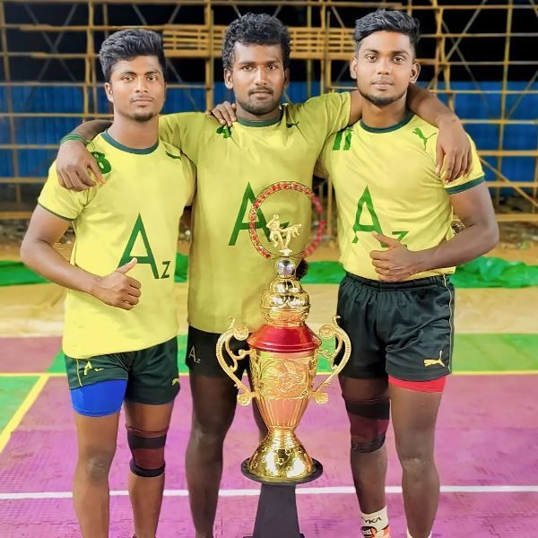 Arulnanthababu (centre) after winning a district-level Kabaddi championship