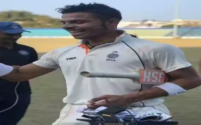 Ashutosh Sharma after hitting a half-century in eleven balls against the Arunachal Pradesh in October 2023